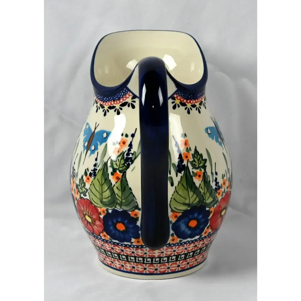 Ceramika Bolestawiec Poland Unikat 1160 J. Skretowska Hand Painted Pitcher